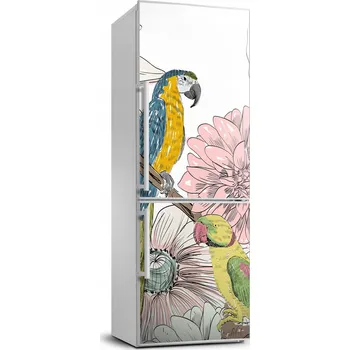 Fototapeta Samolepka na lednici Papoušci a květiny 70x190 cm