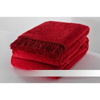 deka Deka Larisa Červená deka s třásněmi - bavlna 150 x 200 cm Červená