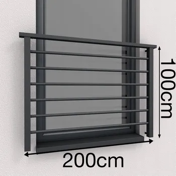 Zábradlí Venkovní zábradlí Fello kovové šedé 200 cm