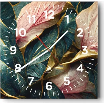 Hodiny Kuchyňské nástěnné hodiny 30x30 Art Deco Skleněné hodiny do obýváku Moderní Tiché