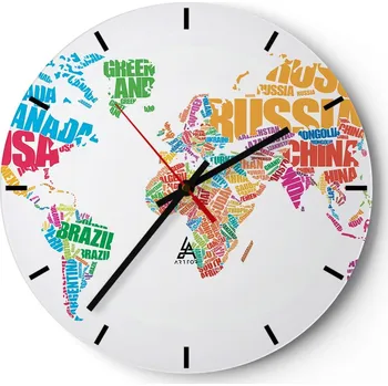Hodiny Velké nástěnné hodiny 40x40 Mapa světa Skleněné hodiny Kulatý Tiché