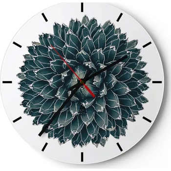 Hodiny Nástěnné hodiny do kuchyně 30x30 Kaktus Skleněné hodiny do obýváku Loft Tiché