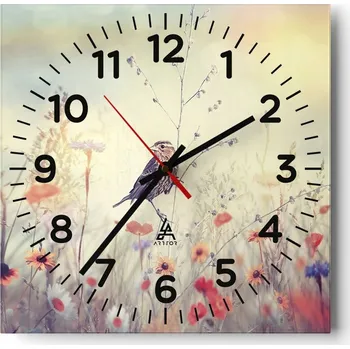 Hodiny Kuchyňské nástěnné hodiny 30x30 Pták Skleněné hodiny do obýváku Moderní Tiché