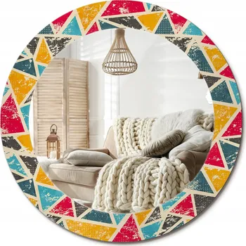 Zrcadlo Loftové závěsné zrcadlo s ozdobným skleněným rámem Kompozice retro průměr 60 cm