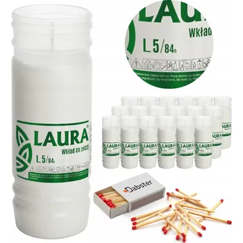 Svíčka Parafínové vložky do hřbitovních svíček BISPOL Laura L5 84H 18 ks + zápalky DABSTER_ PL