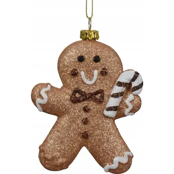 Vánoční dekorace Vánoční Koule Závěsné ozdoba Perníkové srdíčko/Panáček s hůlkou hnědá na vánoční stromek 10cm