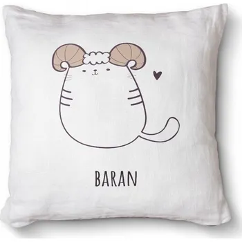 Dekorativní polštářek Antialergický dekorativní polštář s potiskem 40x40 cm - Znamení zvěrokruhu kočka beran