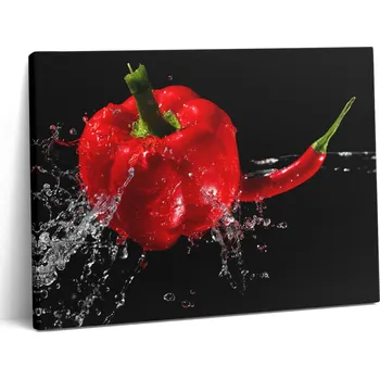 Obraz Fotoobraz na plátně do pokoje Červené papriky ve vodě 80x60 cm