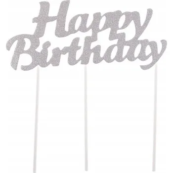 Přisada na vaření a pečení Stříbrný zápich do dortu dekorace Happy Birthday
