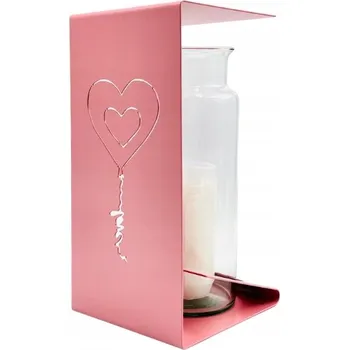 Svíčka RŮŽOVÝ HŘBITOVNÍ SVÍČKA pro holčičku andílka NEREZOVÝ balónek srdíčko NÁPLŇ