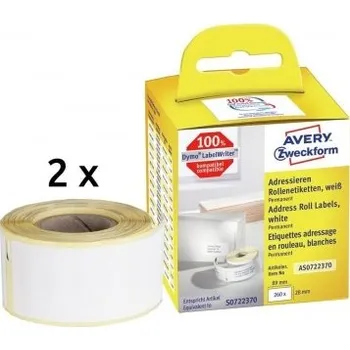Samolepící etiketa AVERY etikety na roli 28x89 mm, 2x130 etiket, Termo tiskárna, permanentní, bílé, AS0722370