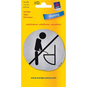 Kancelářské potřeby AVERY Piktogram Prosím, posaďte se na WC průměr 75 mm, stříbrný - 3225