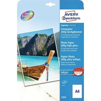 Fotopapír AVERY Fotopapír Superior pro inkoust, 200g, 25 listů, A4, vysoký lesk - 2569