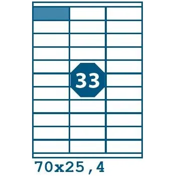 Speciální papír Print etikety 70 x 25,4 mm 33 etiket na A4 100 listů, bílé - V0002536