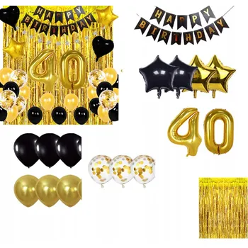 Balónek SADA BALÓNKŮ DEKORACE K 40. NAROZENINÁM ZLATÁ 48 KS