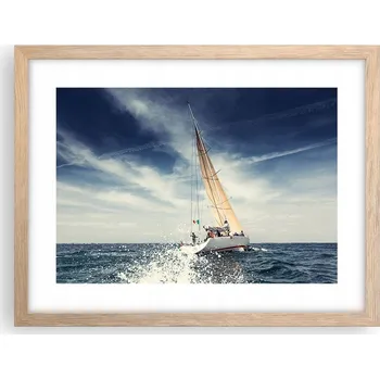 Obraz Obraz plakát v rámu světlý dub do obýváku 40x30 plachetnice foto na zeď