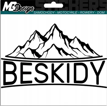 Samolepicí dekorace na vozidlo NÁLEPKA na auto HORY BESKYDY Turistika 10x15