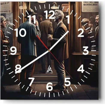 Hodiny Nástěnné hodiny do obýváku 40x40 Kavárna Tiché hodiny na skle Bez hlučný