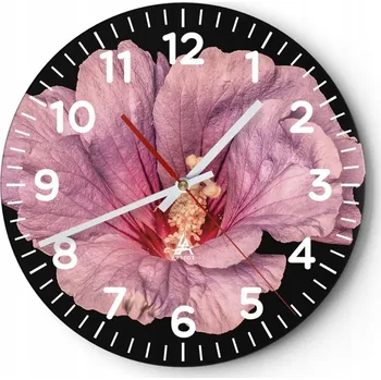 Hodiny Nástěnné hodiny do obýváku 40x40 Květ Kulatý Skleněné hodiny Loft Tiché