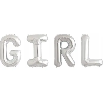 Balónek STŘÍBRNÝ BALÓNEK NÁPIS GIRL VELKÝ FÓLIOVÝ BABY SHOWER