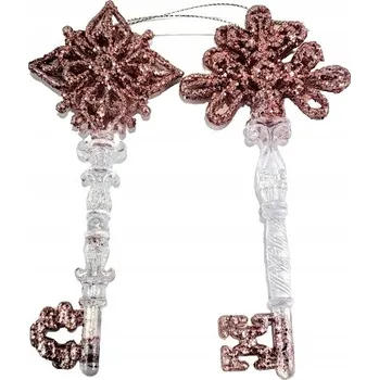 Vánoční dekorace Sada dvou růžových ozdob na stromeček - klíče