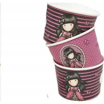 Party nádobí Smiffys Papírové kelímky na zmrzlinu Santoro Ladybird s vroubky, 8 ks
