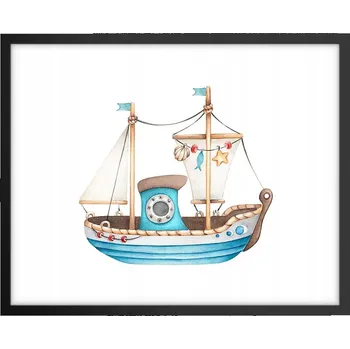 Obraz Foto obraz plakát na zeď v černém rámu 50x40 loď plakáty do obývacího pokoje