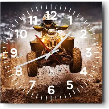 Hodiny Nástěnné hodiny do obýváku 40x40 Sport Bezhlučné hodiny na skle Stylové Tiché