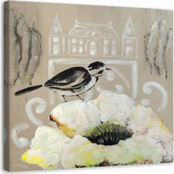 Obraz Obraz na plátně – Canvas, Bílý květ a černý pt