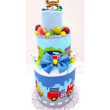 Textilní dort dvoupatrový z povlečení (Junior farma 70x90-140x200cm)