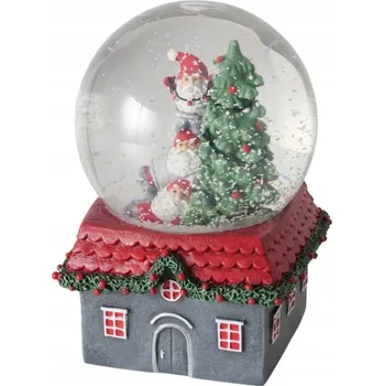 Obraz SNĚHOVÁ KOULE S VÁNOČNÍM STROMEČKEM SVÍTICÍ DEKORACE NA VÁNOCE Ø10 cm