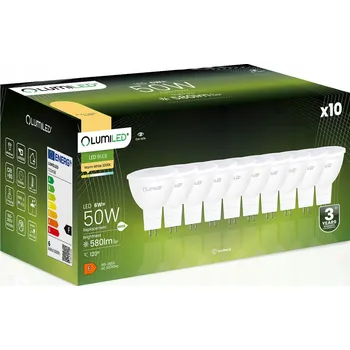 Žárovka 10x LED žárovka GU5.3 Reflektor MR16 6W 580lm 3000K Teplá bílá 120° LUMILED