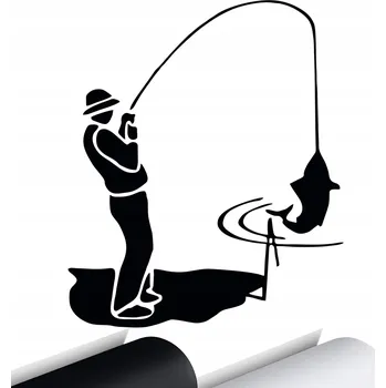 Samolepicí dekorace na vozidlo NÁLEPKA na auto Rybář Rybaření RYBY 15x13 cm