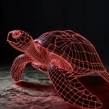 Plakát Plakát Neonový Želva bez rámu 100 x 100 cm