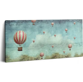 Obraz Fotoobraz na plátně s motivem létajících balónů na obloze – odolný obraz na stěnu do předsíně