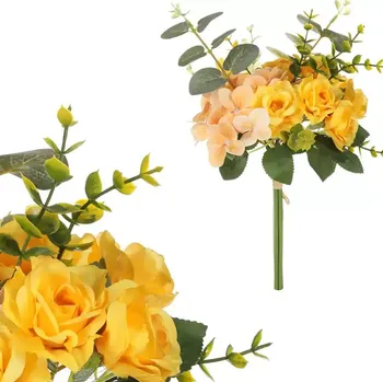 umělá květina Růže a hortenzie KUY085 YEL - SLEVA 3% s kodem radost25