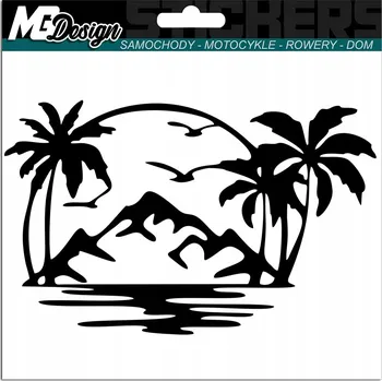 Samolepicí dekorace na vozidlo SAMOLEPKA na auto PALMY OSTROV PLÁŽ 15x9