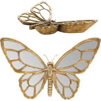 Zrcadlo ZRCADLO NÁSTĚNNÉ ZRCADLO MOTÝL zrcadlová dekorace zlatá na zeď 32 cm