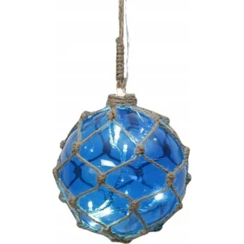 Vánoční ozdoba Švédská LED skleněná závěsná koule NOAH modrá