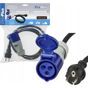 elektrický kabel Kempingový adaptér Proplus 230V CEE 16A 150 cm, neoprenový kabel IP44