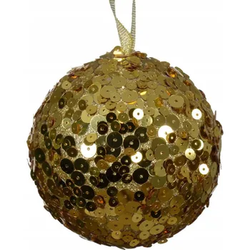 Vánoční dekorace Vánoční Koule vánoční kulatá se zlatými flitry, lesklá na stromeček, 8 cm