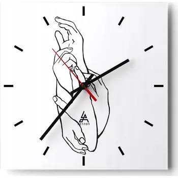 Hodiny Velké nástěnné hodiny na zeď 40x40 Ručičky Skleněné hodiny Čtvercové Tiché