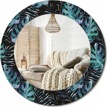 Zrcadlo Zrcadlo s potiskem do koupelny, ložnice, obývacího pokoje - Exotické listy, průměr 50 cm