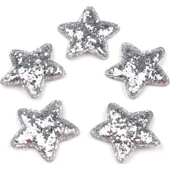 Vánoční dekorace Hvězda s glitry Ø35 mm Varianta: 1 stříbrná, Balení: 10 ks
