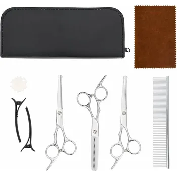 Vysoušeč srsti pro zvíře vidaXL 7dílná sada nůžek na stříhání psů nerezová ocel [4101330]