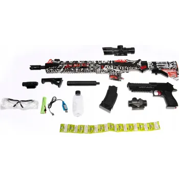 Dětská zbraň Puška na kuličky PISTOLE na GELOVÉ KULIČKY sada 2v1 LASER