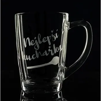 Hrnek skleněný na čaj 250ml - Nejlepší kuchař - ručně ryté (broušené), dárková krabička