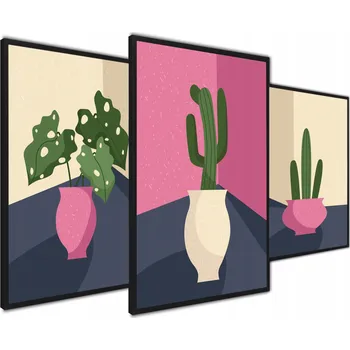 Obraz Plakát Květiny Abstrakce Triptych Plakáty bez rámu 40 x 50 cm