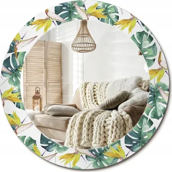 Zrcadlo Zrcadlo s potiskem do koupelny ložnice obývacího pokoje fi 60 cm Tropické listy
