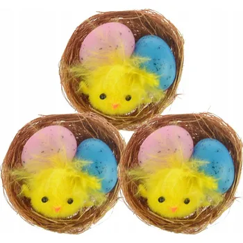 Obraz Kuřátko v hnízdě s barevnými vajíčky (3 Ks) A